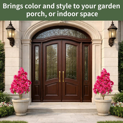 2Pack Artificial Bougainvillea Tree, Faux Silk Floral Tree Bougainvillea Plant with Flowers, Faux UV Resistant Shurbs Trees for Outside,Front Porch,Patio,Balcony Decor
