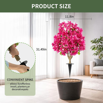 2Pack Artificial Bougainvillea Tree, Faux Silk Floral Tree Bougainvillea Plant with Flowers, Faux UV Resistant Shurbs Trees for Outside,Front Porch,Patio,Balcony Decor
