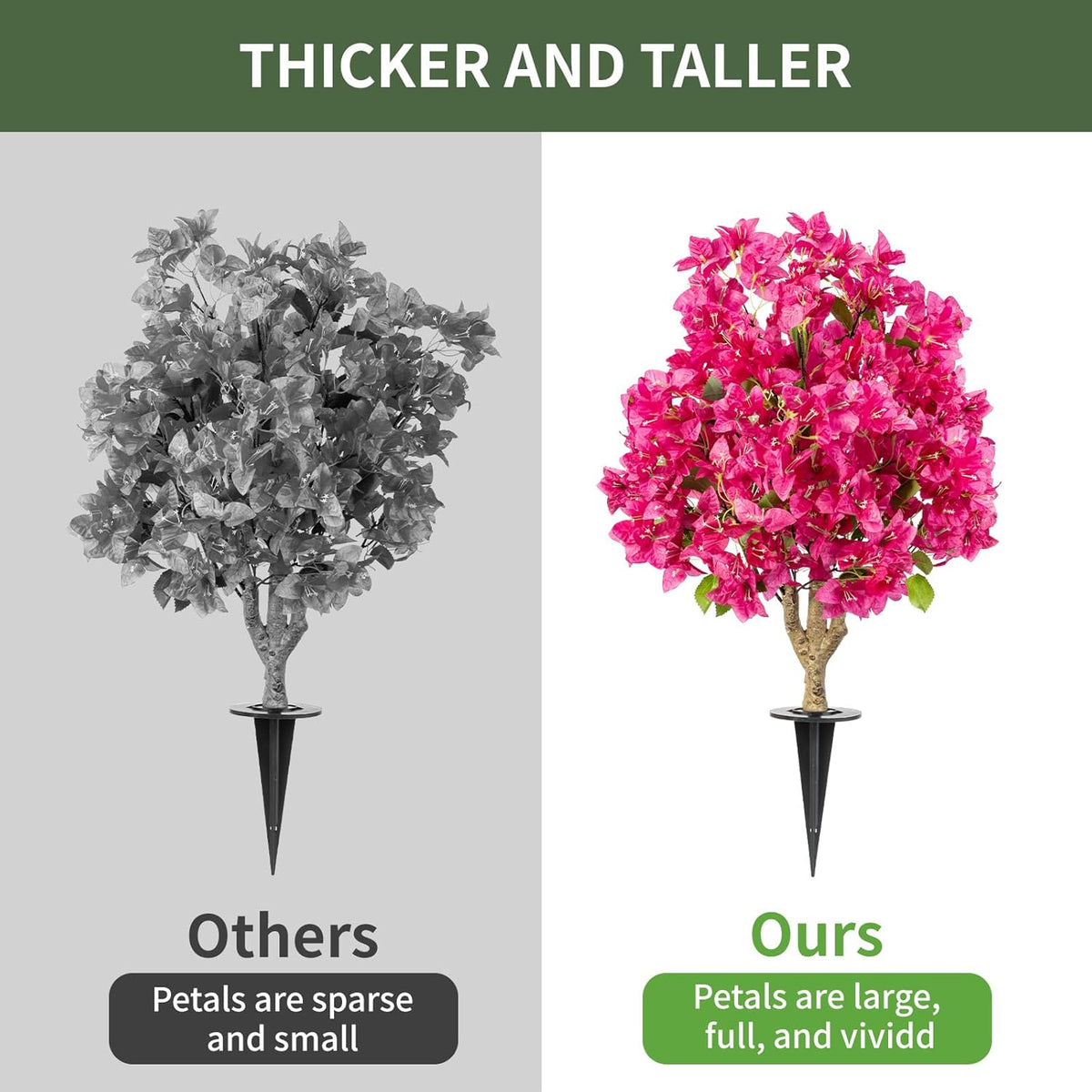 2Pack Artificial Bougainvillea Tree, Faux Silk Floral Tree Bougainvillea Plant with Flowers, Faux UV Resistant Shurbs Trees for Outside,Front Porch,Patio,Balcony Decor