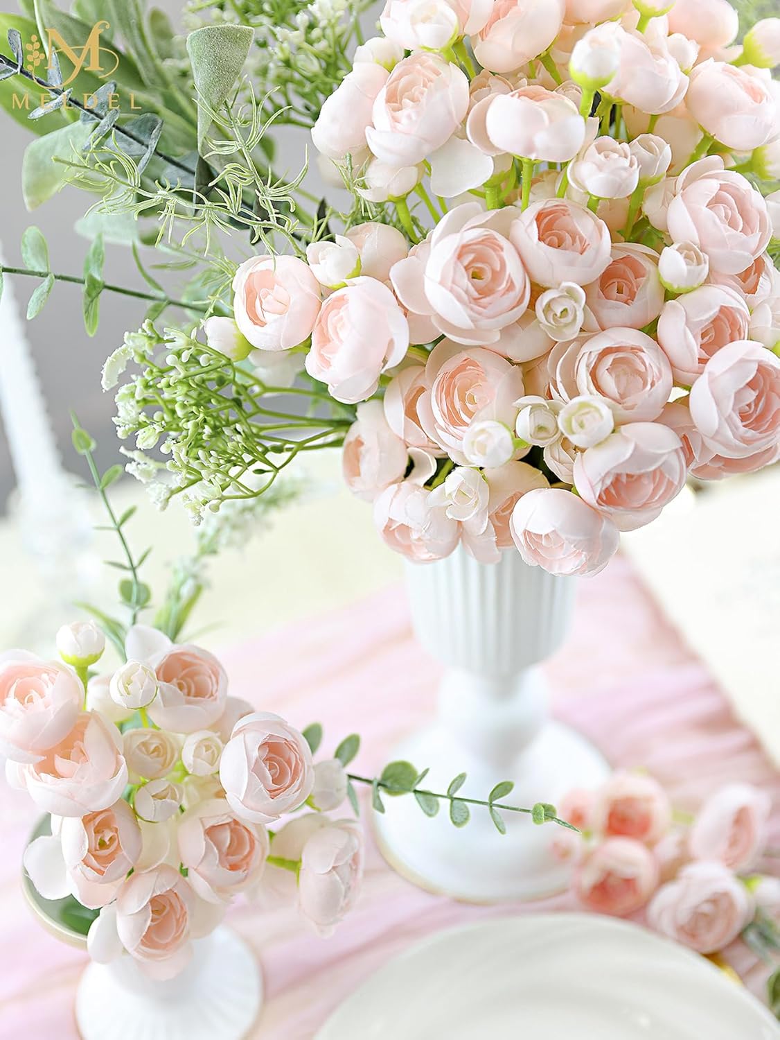 32pcs Ranunculus Artificial Flower, Faux Silk Mini Orange Ranunculus Flowers for DIY Bouquet, Bulk Fake Peony Wedding Filler Flowers for Centerpieces Arrangements Bridal Shower Decorations