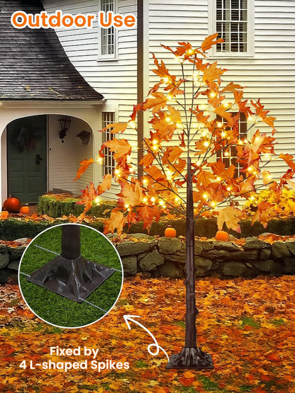 4FT 100 LED Lighted Maple Tree, Artificial Fall Tree Outdoor/Indoor