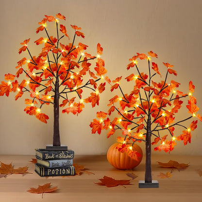 4FT 100 LED Lighted Maple Tree, Artificial Fall Tree Outdoor/Indoor