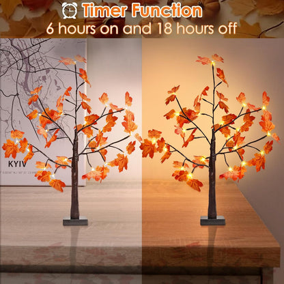4FT 100 LED Lighted Maple Tree, Artificial Fall Tree Outdoor/Indoor