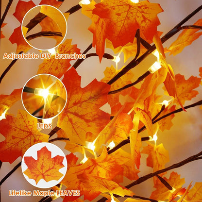 4FT 100 LED Lighted Maple Tree, Artificial Fall Tree Outdoor/Indoor