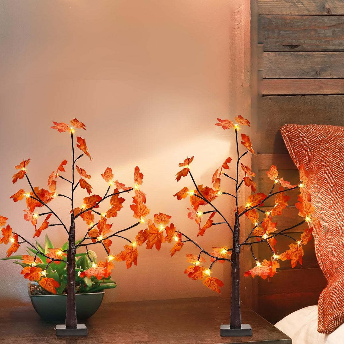 4FT 100 LED Lighted Maple Tree, Artificial Fall Tree Outdoor/Indoor