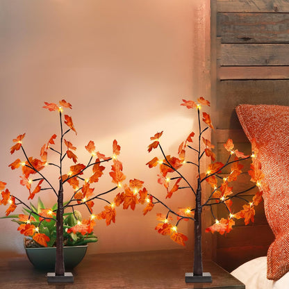 4FT 100 LED Lighted Maple Tree, Artificial Fall Tree Outdoor/Indoor