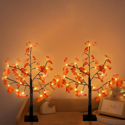 4FT 100 LED Lighted Maple Tree, Artificial Fall Tree Outdoor/Indoor