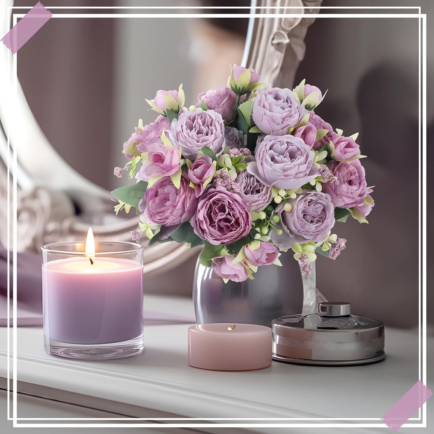16 Bundles Artificial Peonies Silk Peonies Faux Flower Bouquet Fake Peony Flower Arrangements Table Centerpieces for Vase Wedding Party Boho Home Office Decoration Bulk (Rose Red, Pink)