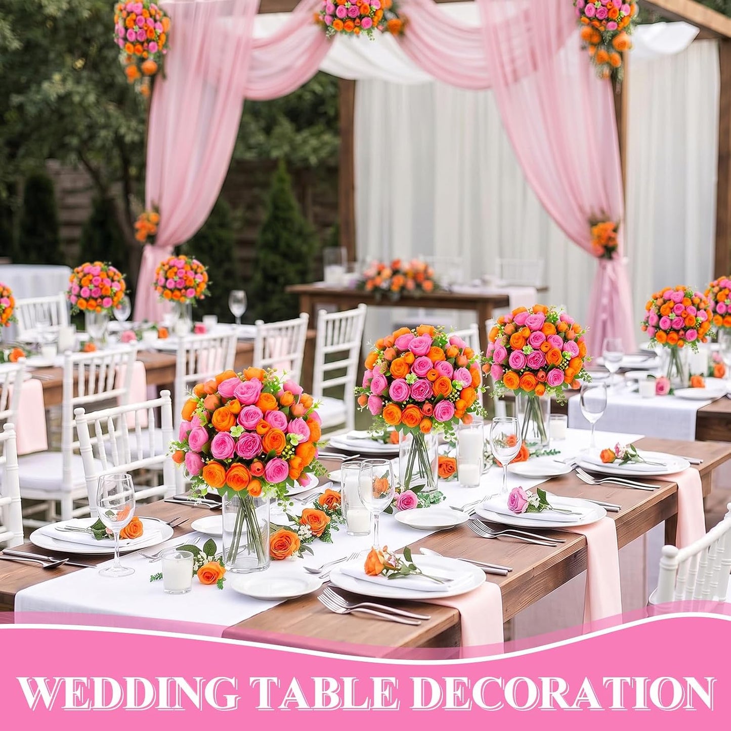 16 Bundles Artificial Peonies Silk Peonies Faux Flower Bouquet Fake Peony Flower Arrangements Table Centerpieces for Vase Wedding Party Boho Home Office Decoration Bulk (Rose Red, Pink)