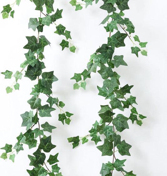 2 Strands Artificial Vines Ivy Garland 79" Fake Vine with Silk Green Leaves Faux Hanging Plants Greenery Decoration for Outdoors Party Wedding Indoor Mantle Bedroom Home Decor (Ivy)