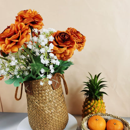 5 Stems Artificial Silk Ranunculus Flowers Orange 23" Tall,UV Resistant,Bendable Stems for Wedding Centerpieces,Home Deco（Orange）