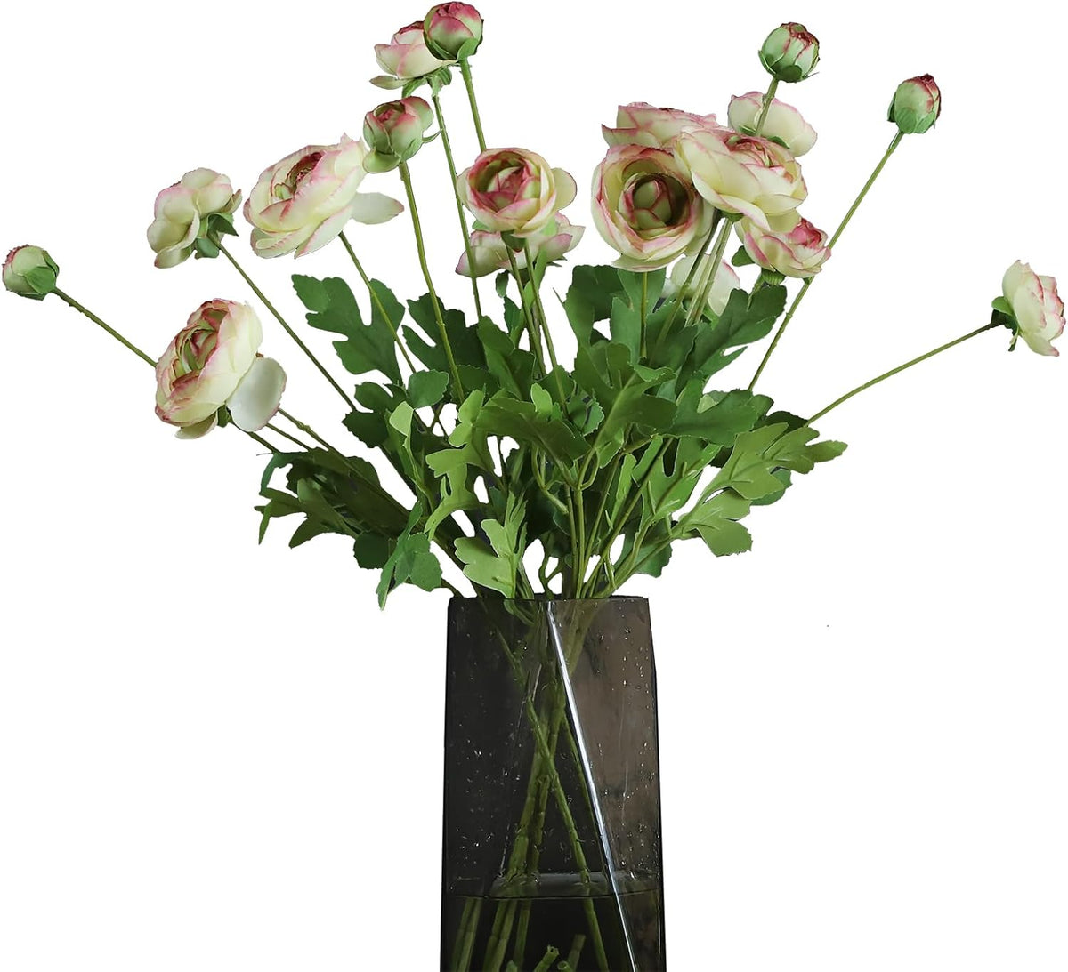 5 Stems Artificial Silk Ranunculus Flowers Orange 23" Tall,UV Resistant,Bendable Stems for Wedding Centerpieces,Home Deco（Orange）