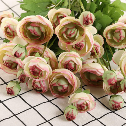 5 Stems Artificial Silk Ranunculus Flowers Orange 23" Tall,UV Resistant,Bendable Stems for Wedding Centerpieces,Home Deco（Orange）