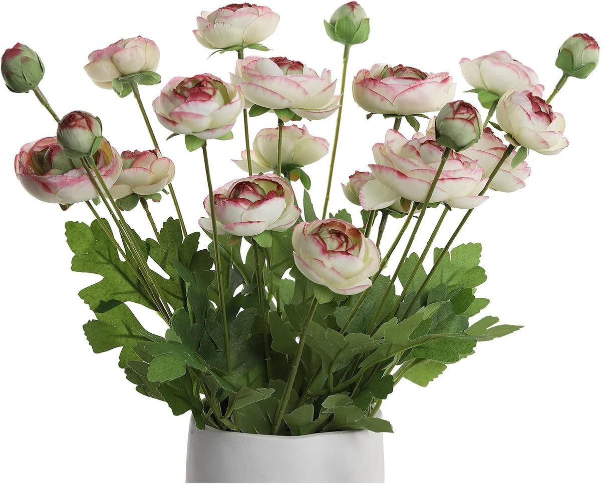 5 Stems Artificial Silk Ranunculus Flowers Orange 23" Tall,UV Resistant,Bendable Stems for Wedding Centerpieces,Home Deco（Orange）