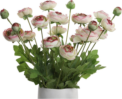 5 Stems Artificial Silk Ranunculus Flowers Orange 23" Tall,UV Resistant,Bendable Stems for Wedding Centerpieces,Home Deco（Orange）
