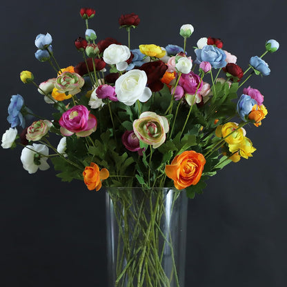 5 Stems Artificial Silk Ranunculus Flowers Orange 23" Tall,UV Resistant,Bendable Stems for Wedding Centerpieces,Home Deco（Orange）
