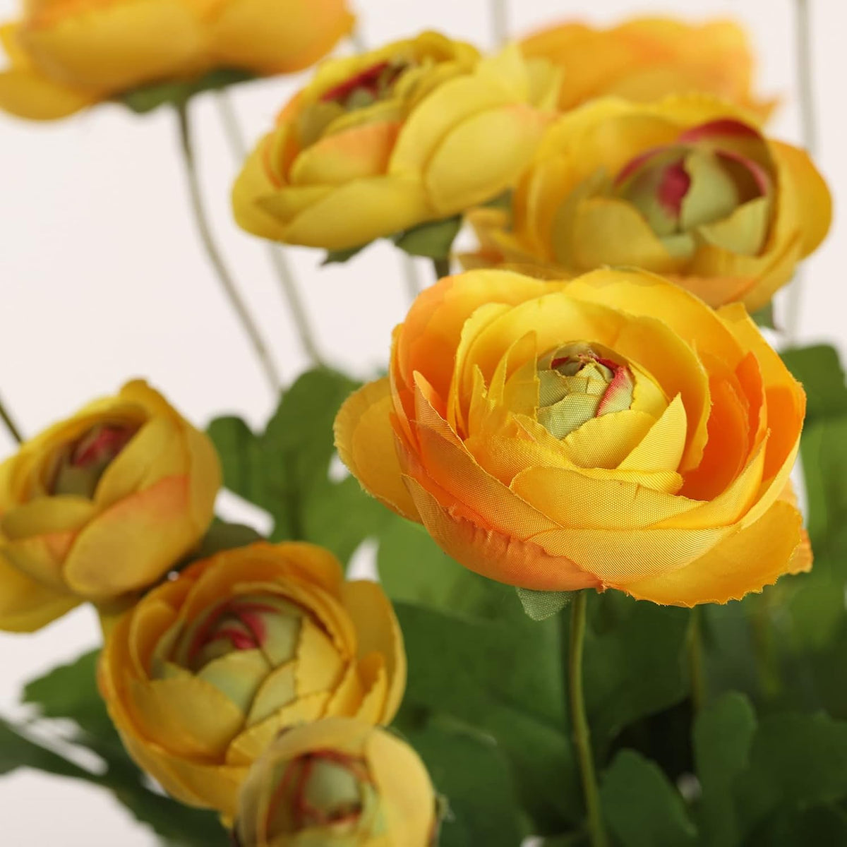 5 Stems Artificial Silk Ranunculus Flowers Orange 23" Tall,UV Resistant,Bendable Stems for Wedding Centerpieces,Home Deco（Orange）