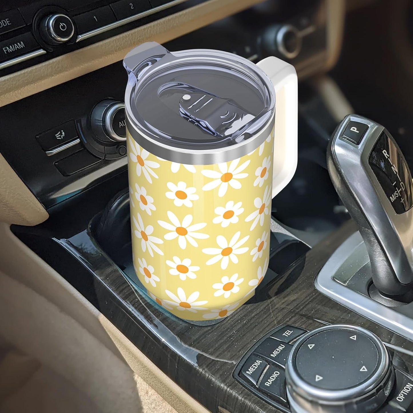 40oz Lemon Tumbler with Handle Cup, Lemon Gifts for Women | Cute Yellow Lemon Stainless Steel Leak-proof Cup Water Bottle Tumbler, Lemon Gifts for Women Birthday Christmas Mothers Day