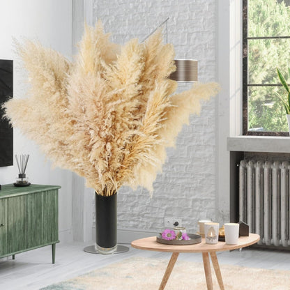 Dried Pampas Grass Decor, 100 Stems Pampas Grass Contains Bunny Tails Dried Flowers, Reed Grass Bouquet for Wedding Boho Flowers Home Table Decor, Rustic Farmhouse Party (17", White and Brown)