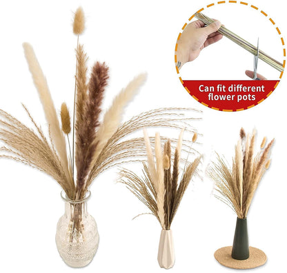 Dried Pampas Grass Decor, 100 Stems Pampas Grass Contains Bunny Tails Dried Flowers, Reed Grass Bouquet for Wedding Boho Flowers Home Table Decor, Rustic Farmhouse Party (17", White and Brown)