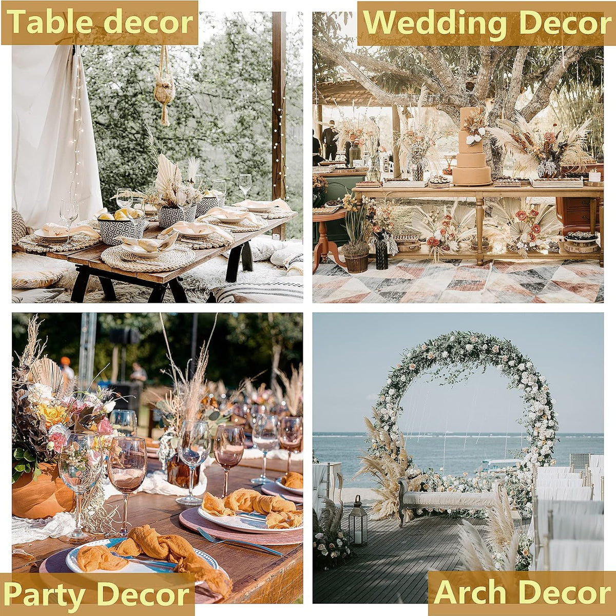 Dried Pampas Grass Decor, 100 Stems Pampas Grass Contains Bunny Tails Dried Flowers, Reed Grass Bouquet for Wedding Boho Flowers Home Table Decor, Rustic Farmhouse Party (17", White and Brown)