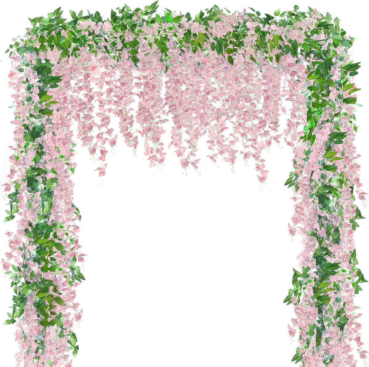 6Pcs Wisteria Garland Artificial Flowers Garland Fake Hanging Wisteria Vines Rattan Silk Hanging Flower Vines for Home Garden Outdoor Wedding Arch Party Ceremony Total 35.4Ft (Purple)