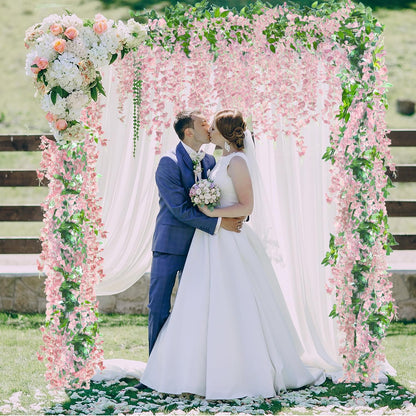 6Pcs Wisteria Garland Artificial Flowers Garland Fake Hanging Wisteria Vines Rattan Silk Hanging Flower Vines for Home Garden Outdoor Wedding Arch Party Ceremony Total 35.4Ft (Purple)