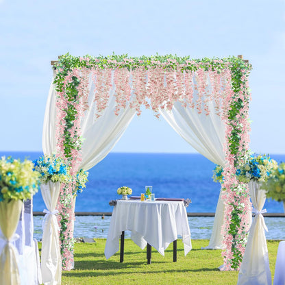 6Pcs Wisteria Garland Artificial Flowers Garland Fake Hanging Wisteria Vines Rattan Silk Hanging Flower Vines for Home Garden Outdoor Wedding Arch Party Ceremony Total 35.4Ft (Purple)