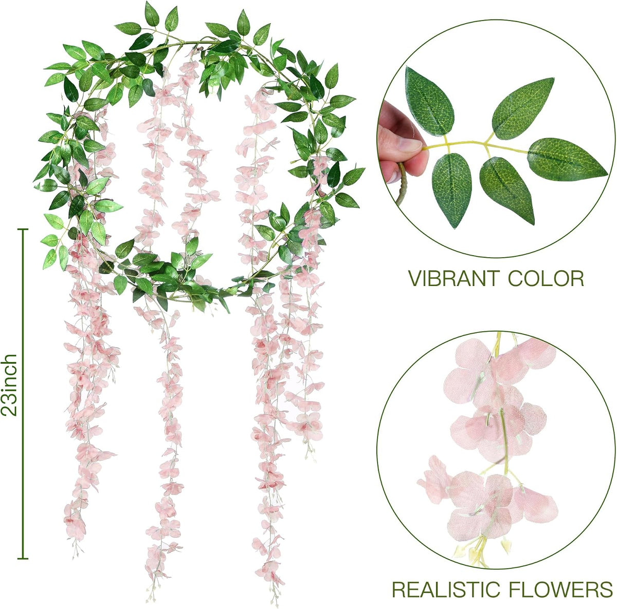 6Pcs Wisteria Garland Artificial Flowers Garland Fake Hanging Wisteria Vines Rattan Silk Hanging Flower Vines for Home Garden Outdoor Wedding Arch Party Ceremony Total 35.4Ft (Purple)