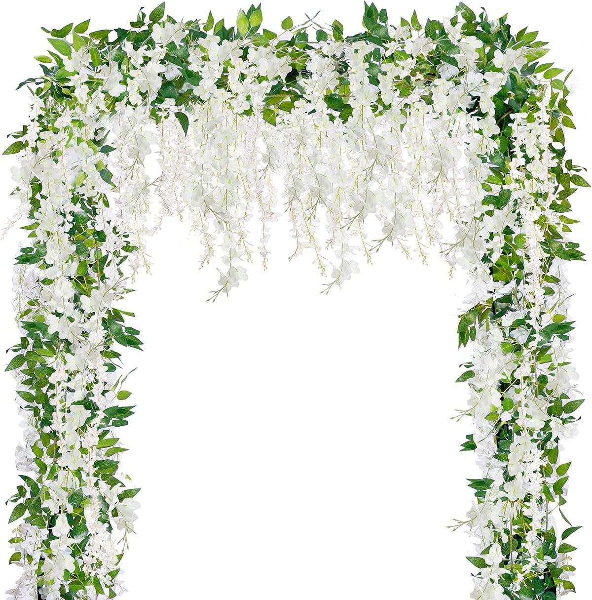 6Pcs Wisteria Garland Artificial Flowers Garland Fake Hanging Wisteria Vines Rattan Silk Hanging Flower Vines for Home Garden Outdoor Wedding Arch Party Ceremony Total 35.4Ft (Purple)
