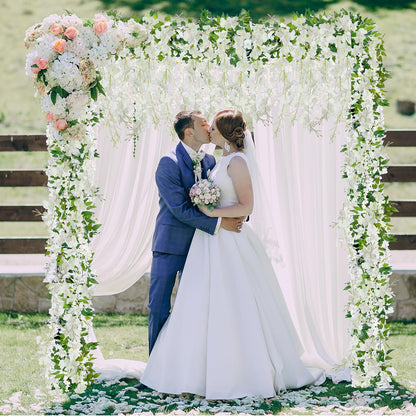 6Pcs Wisteria Garland Artificial Flowers Garland Fake Hanging Wisteria Vines Rattan Silk Hanging Flower Vines for Home Garden Outdoor Wedding Arch Party Ceremony Total 35.4Ft (Purple)