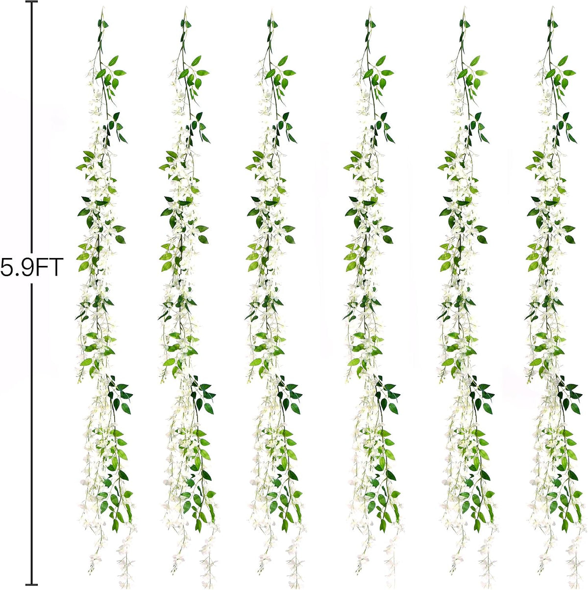 6Pcs Wisteria Garland Artificial Flowers Garland Fake Hanging Wisteria Vines Rattan Silk Hanging Flower Vines for Home Garden Outdoor Wedding Arch Party Ceremony Total 35.4Ft (Purple)