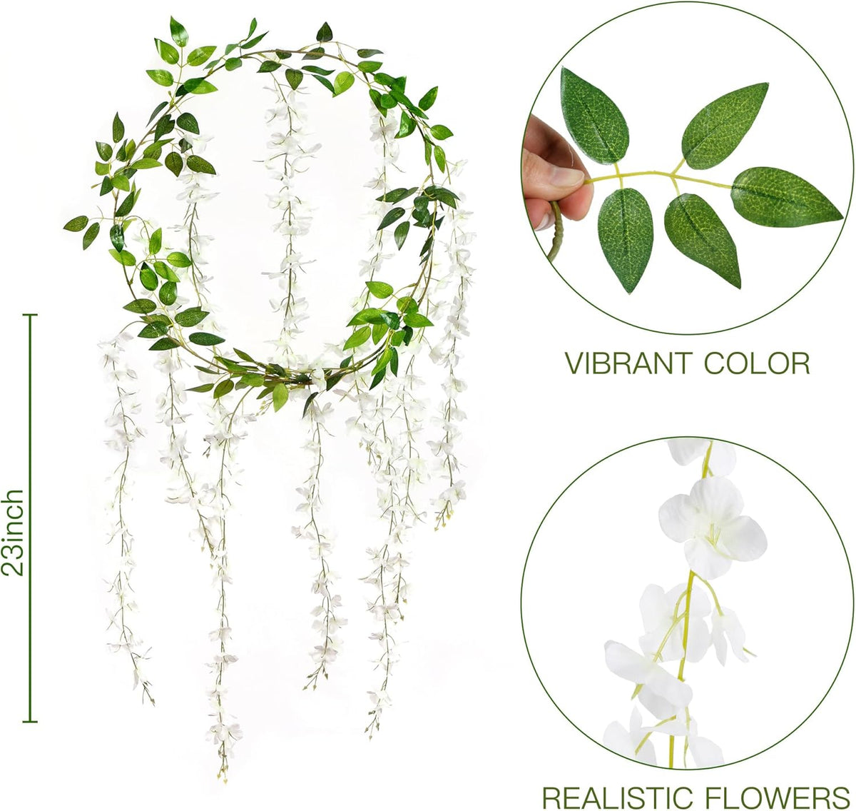 6Pcs Wisteria Garland Artificial Flowers Garland Fake Hanging Wisteria Vines Rattan Silk Hanging Flower Vines for Home Garden Outdoor Wedding Arch Party Ceremony Total 35.4Ft (Purple)