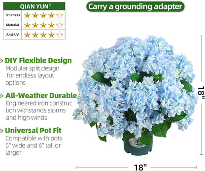Artificial Hydrangea Bush – 20 Inch Potted Faux Hydrangea Plant, UV Resistant Outdoor Hydrangea Artificial Plants for Front Porch, Garden, Patio & Indoor Decor