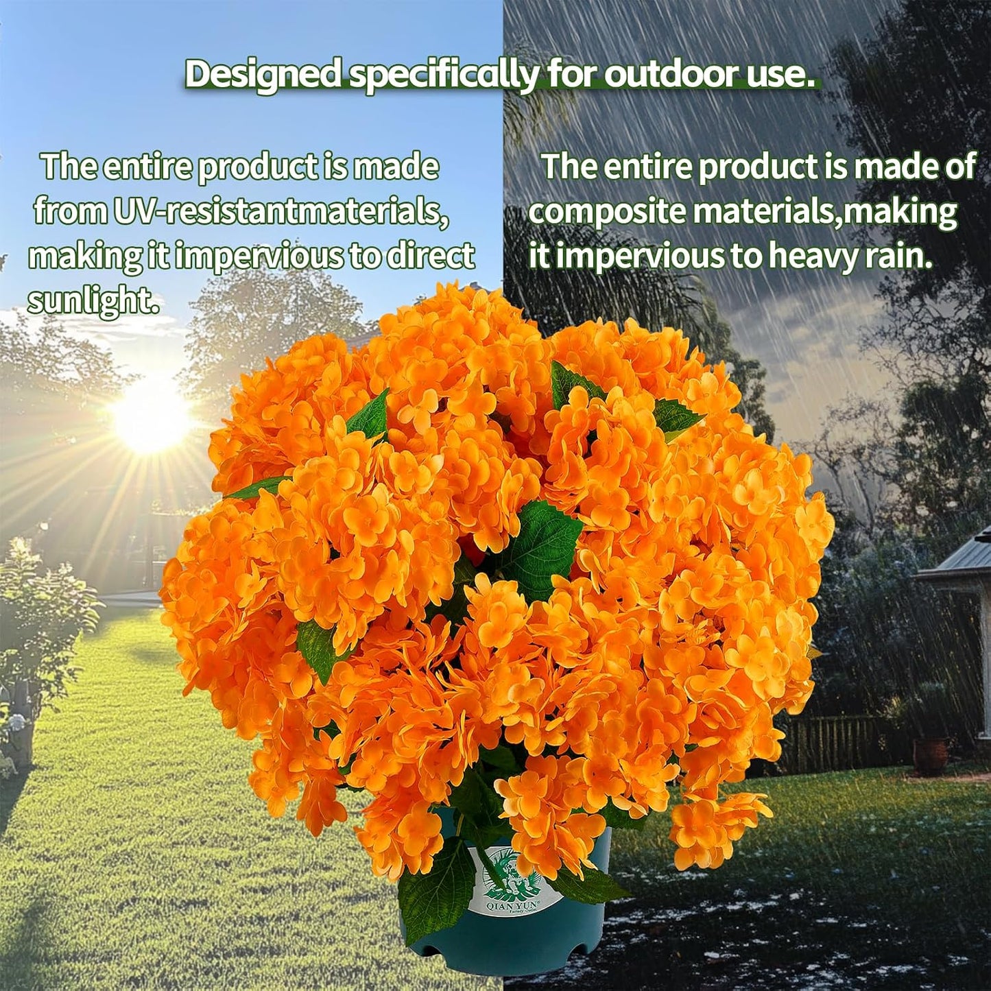 Artificial Hydrangea Bush – 20 Inch Potted Faux Hydrangea Plant, UV Resistant Outdoor Hydrangea Artificial Plants for Front Porch, Garden, Patio & Indoor Decor