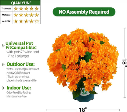 Artificial Hydrangea Bush – 20 Inch Potted Faux Hydrangea Plant, UV Resistant Outdoor Hydrangea Artificial Plants for Front Porch, Garden, Patio & Indoor Decor