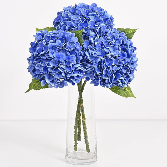 Hydrangea Artificial Flowers, Faux Hydrangea Flowers, White, 3 Pcs | Real Touch Hydrangeas, Full Latex Petals, 21" Long Stem Fake Flowers, for Home Floral Arrangements Wedding Outdoor Decor