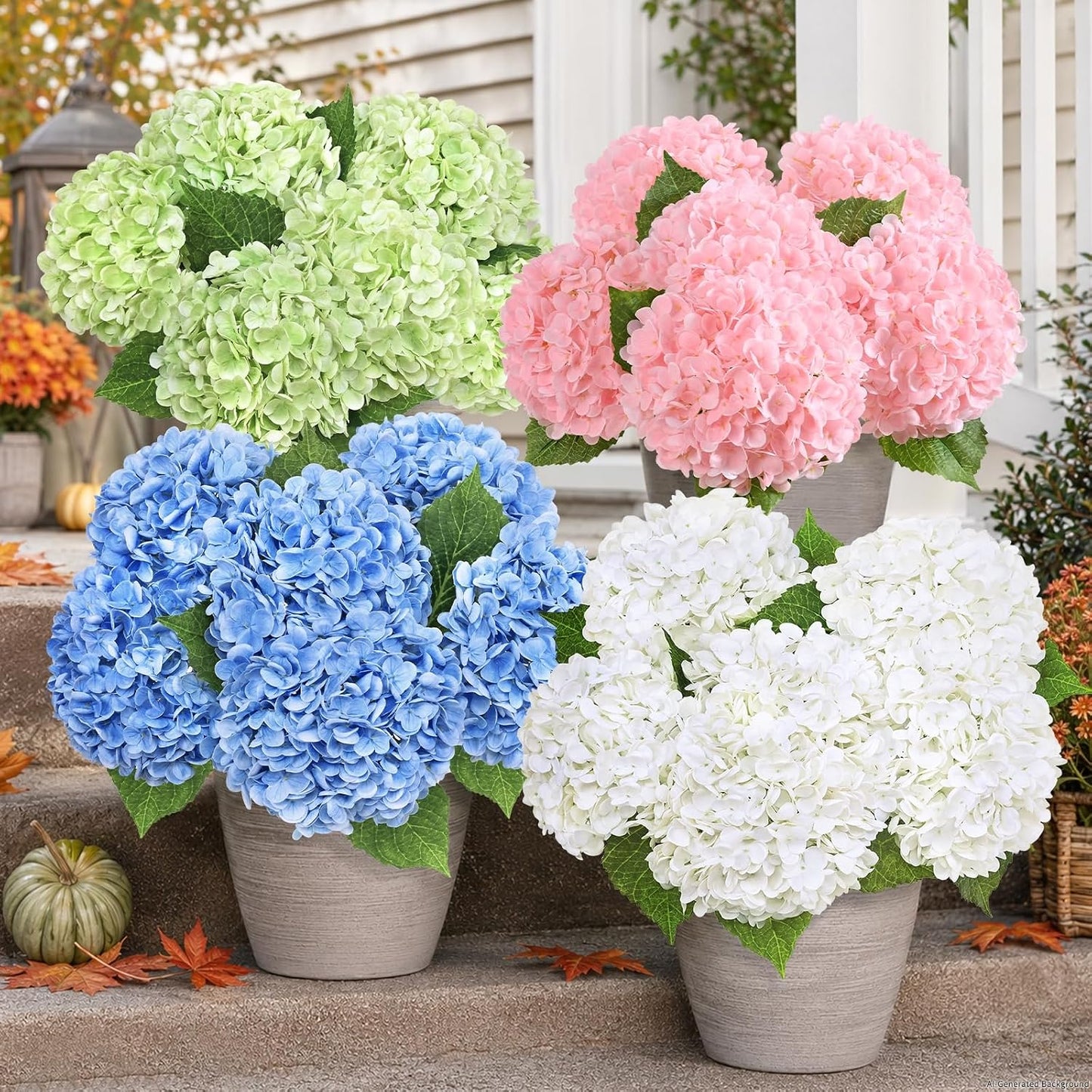 Hydrangea Artificial Flowers, Faux Hydrangea Flowers, White, 3 Pcs | Real Touch Hydrangeas, Full Latex Petals, 21" Long Stem Fake Flowers, for Home Floral Arrangements Wedding Outdoor Decor