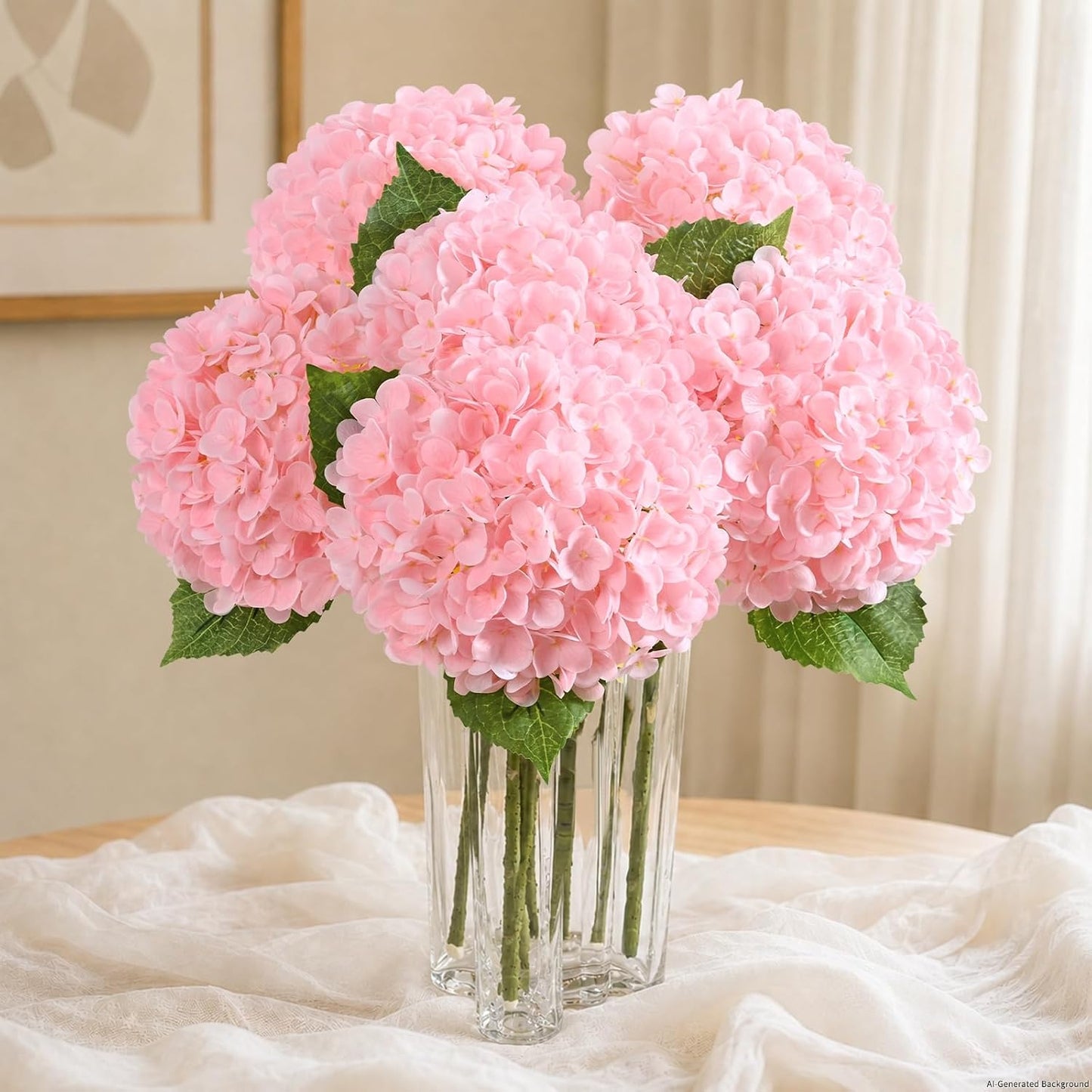 Hydrangea Artificial Flowers, Faux Hydrangea Flowers, White, 3 Pcs | Real Touch Hydrangeas, Full Latex Petals, 21" Long Stem Fake Flowers, for Home Floral Arrangements Wedding Outdoor Decor