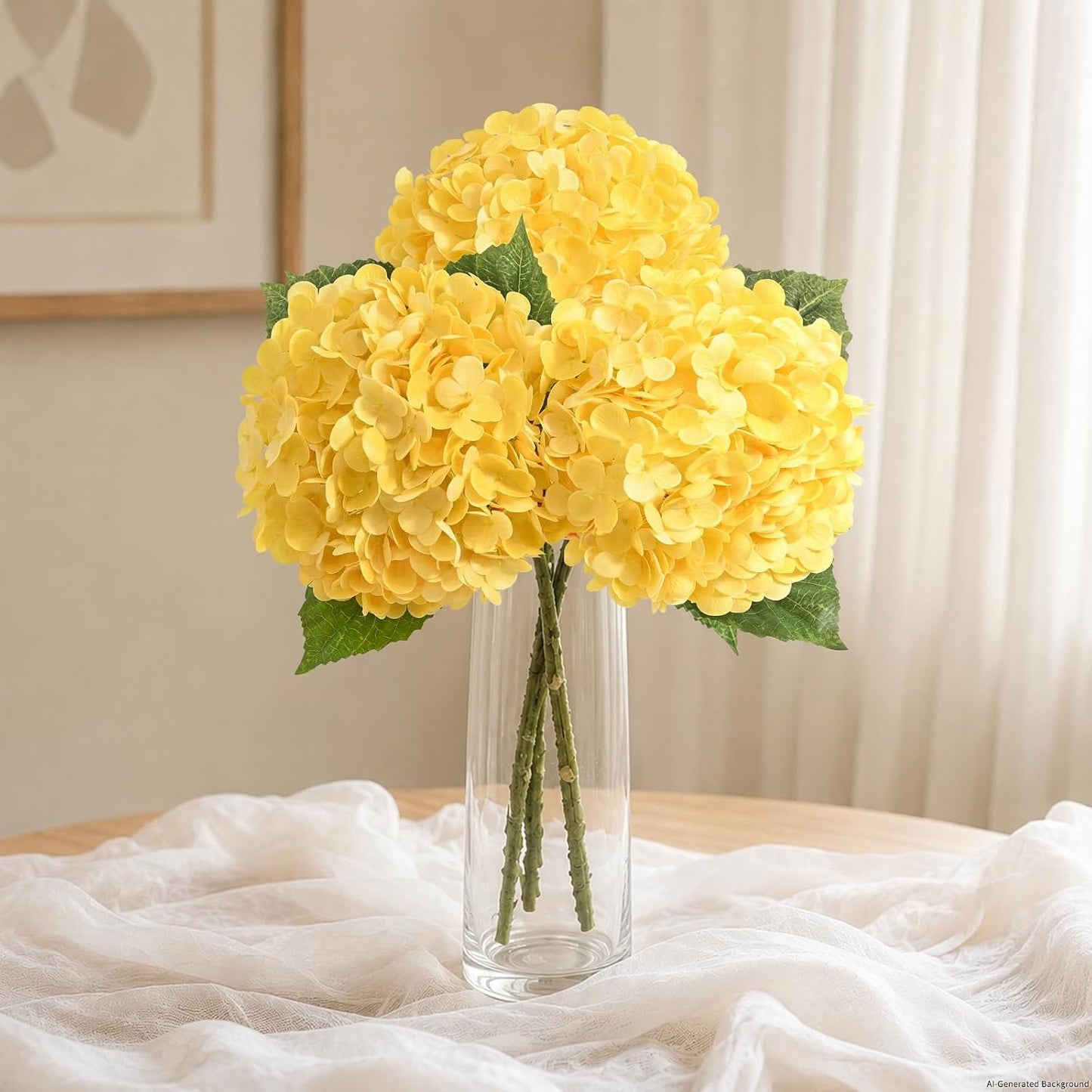 Hydrangea Artificial Flowers, Faux Hydrangea Flowers, White, 3 Pcs | Real Touch Hydrangeas, Full Latex Petals, 21" Long Stem Fake Flowers, for Home Floral Arrangements Wedding Outdoor Decor