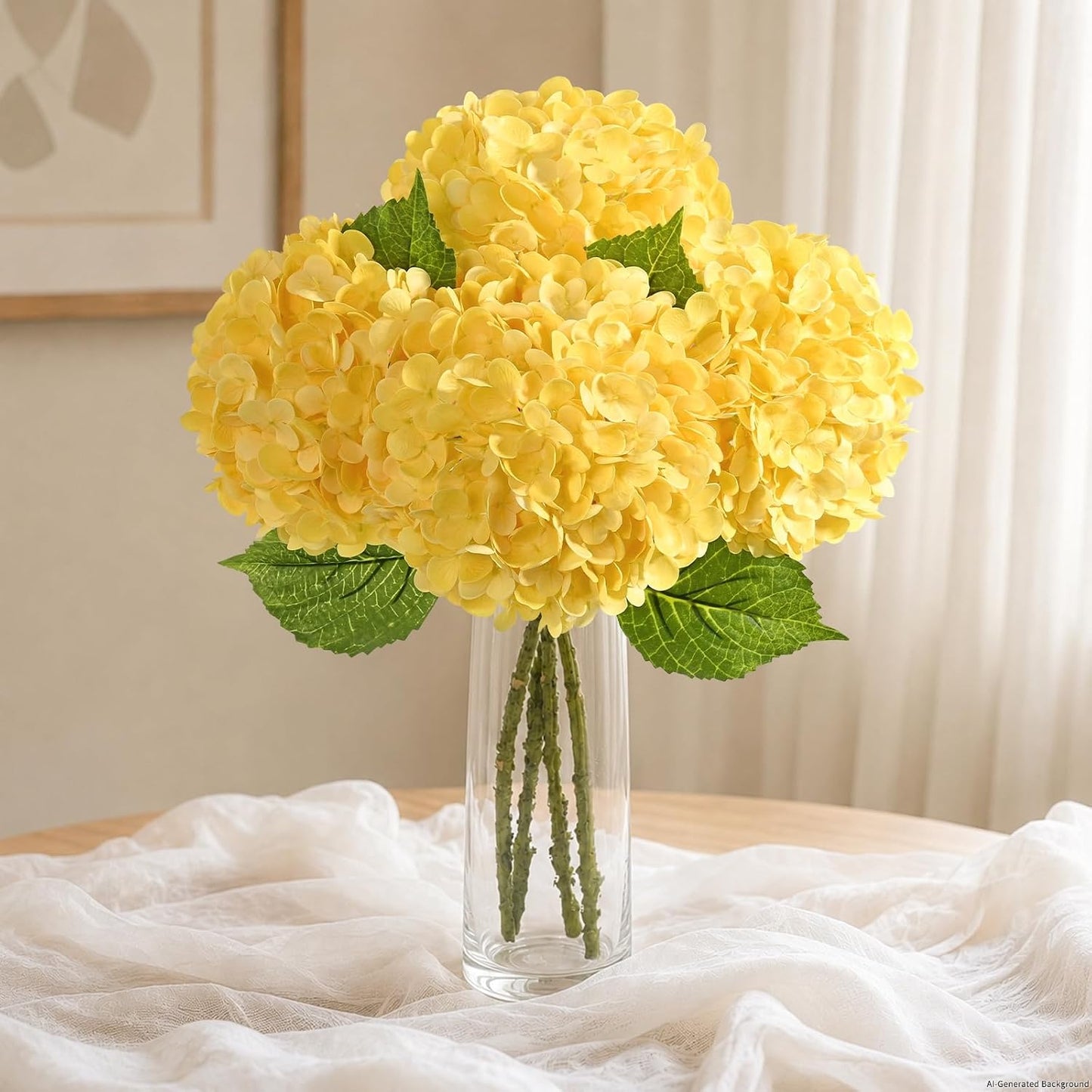 Hydrangea Artificial Flowers, Faux Hydrangea Flowers, White, 3 Pcs | Real Touch Hydrangeas, Full Latex Petals, 21" Long Stem Fake Flowers, for Home Floral Arrangements Wedding Outdoor Decor