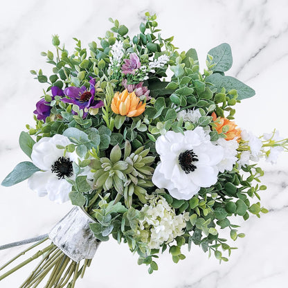 20 Pcs Mixed Artificial Oval Eucalyptus Leaves Bulk with White Seeds Stems and Spray for Vase Floral Wreath Bouquets Wedding Greenery Decoration