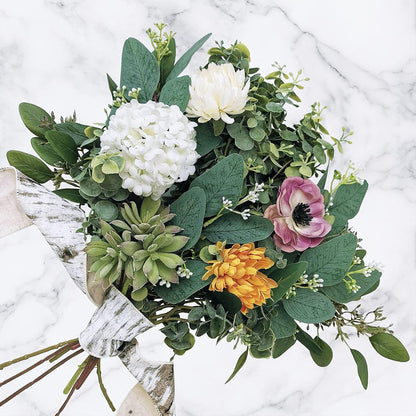 20 Pcs Mixed Artificial Oval Eucalyptus Leaves Bulk with White Seeds Stems and Spray for Vase Floral Wreath Bouquets Wedding Greenery Decoration