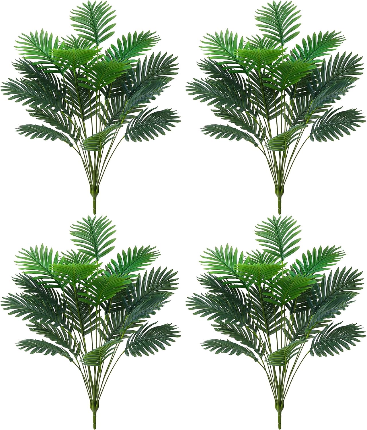 18 Leaf Large Areca Palm Artificial Plant | 4 Packs UV Resistant Faux Palm Tree Leaves Tropical Greenery for Home Office Party Decor Indoor Outdoor