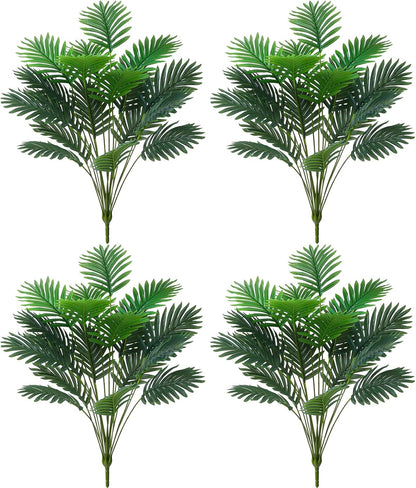 18 Leaf Large Areca Palm Artificial Plant | 4 Packs UV Resistant Faux Palm Tree Leaves Tropical Greenery for Home Office Party Decor Indoor Outdoor