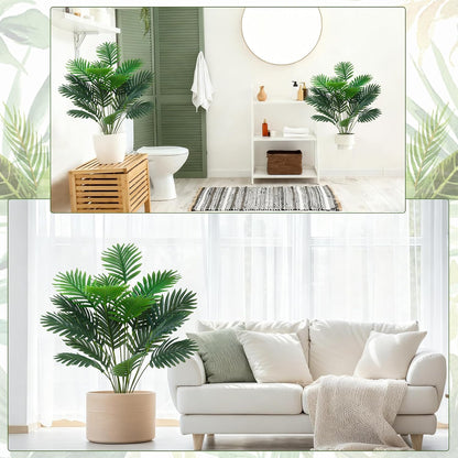 18 Leaf Large Areca Palm Artificial Plant | 4 Packs UV Resistant Faux Palm Tree Leaves Tropical Greenery for Home Office Party Decor Indoor Outdoor