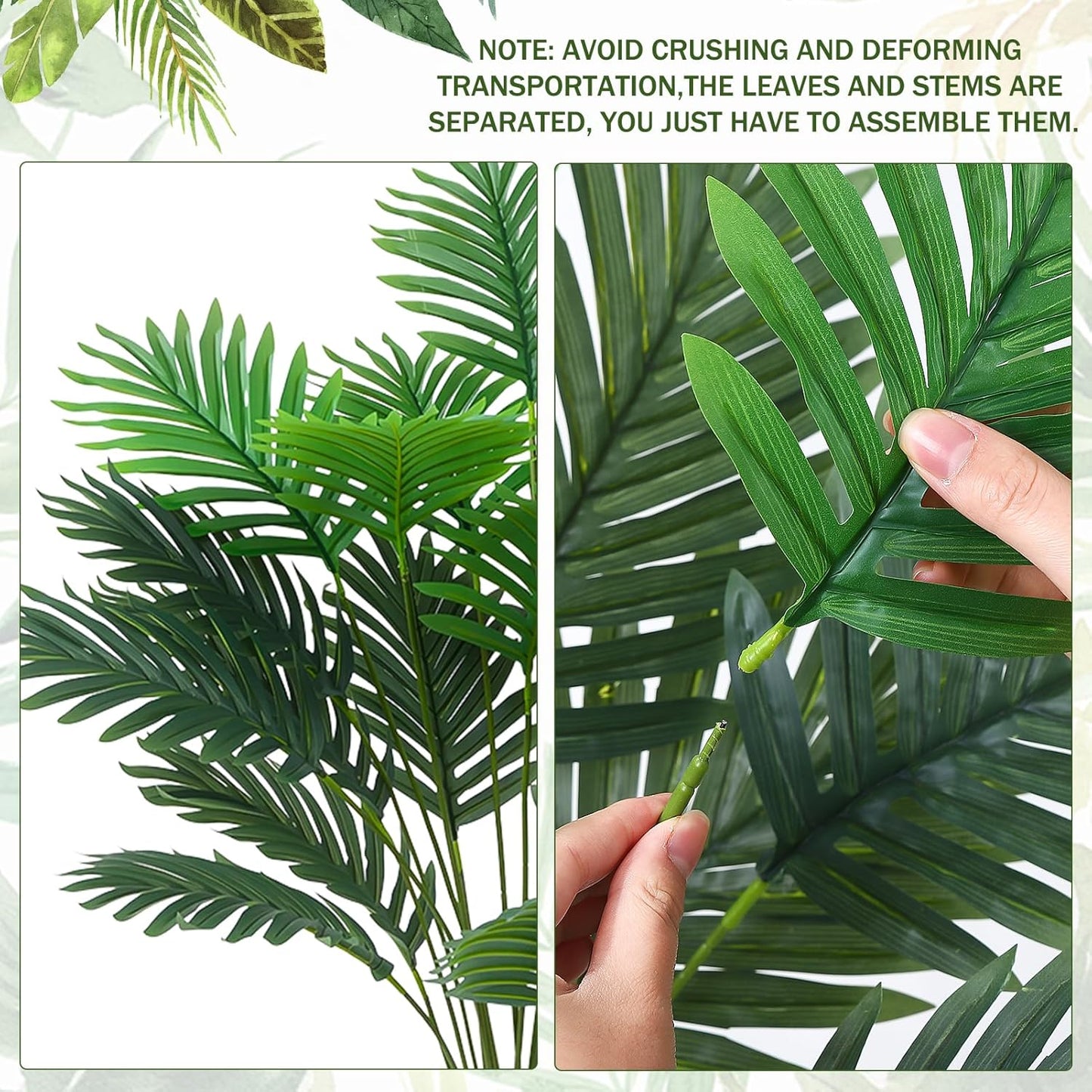 18 Leaf Large Areca Palm Artificial Plant | 4 Packs UV Resistant Faux Palm Tree Leaves Tropical Greenery for Home Office Party Decor Indoor Outdoor