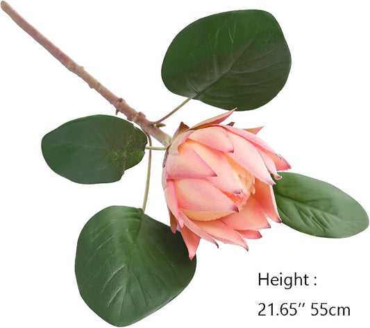 3 Pcs Artificial Protea Flowers, Real Touch Faux Pink King Protea Arrangements for Home, Wedding, Party, Office Table Centerpiece Decor