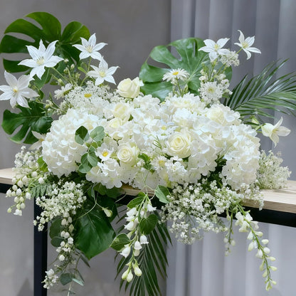 Faux White Hydrangea Artificial Flowers Bulk, Fake Silk Hydrangea Flowers Heads with Stems for Wedding Decorations Garden Party Baby Shower Porch Home Decor Table Centerpieces