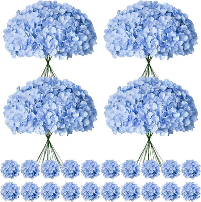 Faux White Hydrangea Artificial Flowers Bulk, Fake Silk Hydrangea Flowers Heads with Stems for Wedding Decorations Garden Party Baby Shower Porch Home Decor Table Centerpieces